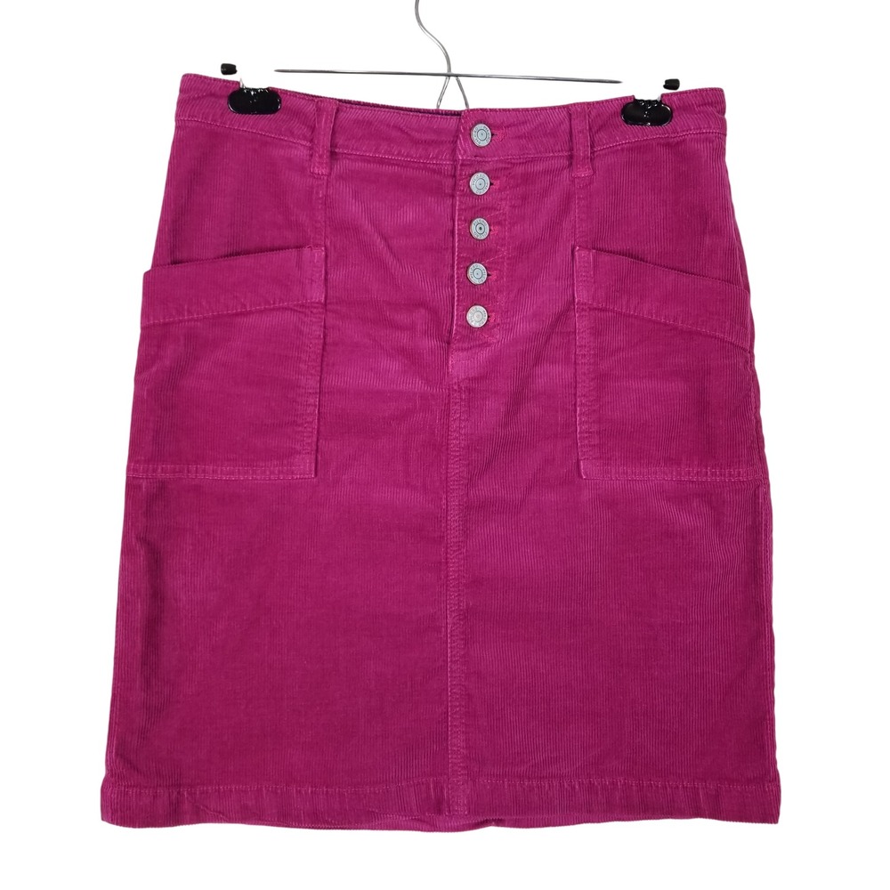 Anthropologie Pilcro‎ Magenta Pink Corduroy Button Front Mini Skirt Size 6